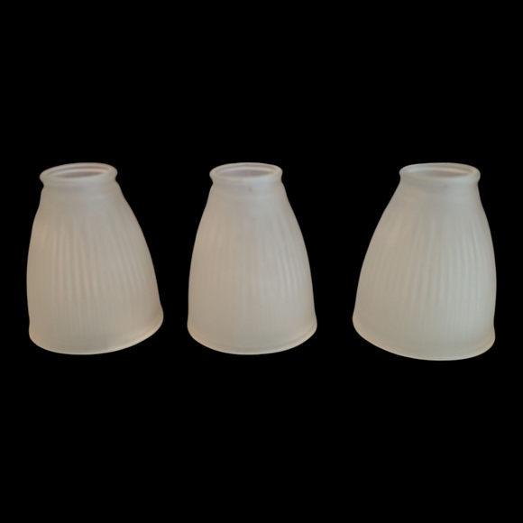 3 Ribbed Frosted Glass Bell Shaped Shades Globes For Lights 1.5" Fitter - Picture 1 of 6